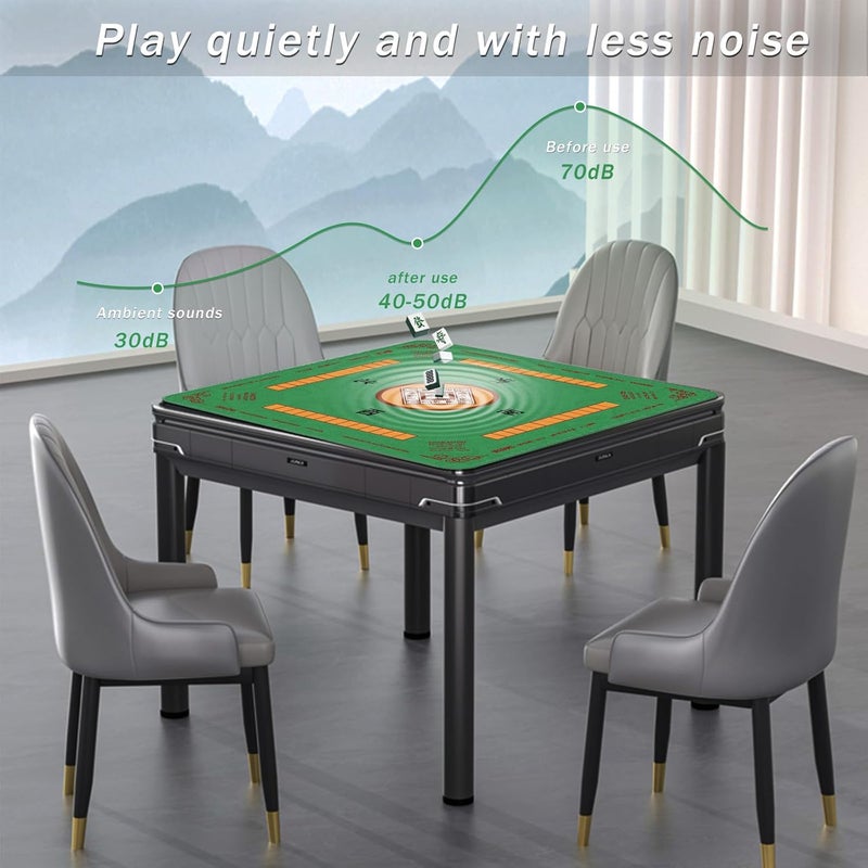 2F22E Mahjong Mat, Noise Reduction Non-Slip Mahjong Mat for Table, 32.4 * 32.4 Inch Mahjong Table Mat for Poker, Board Table Mat, Dominoes, Tile,Card Games (Green) - Image 3